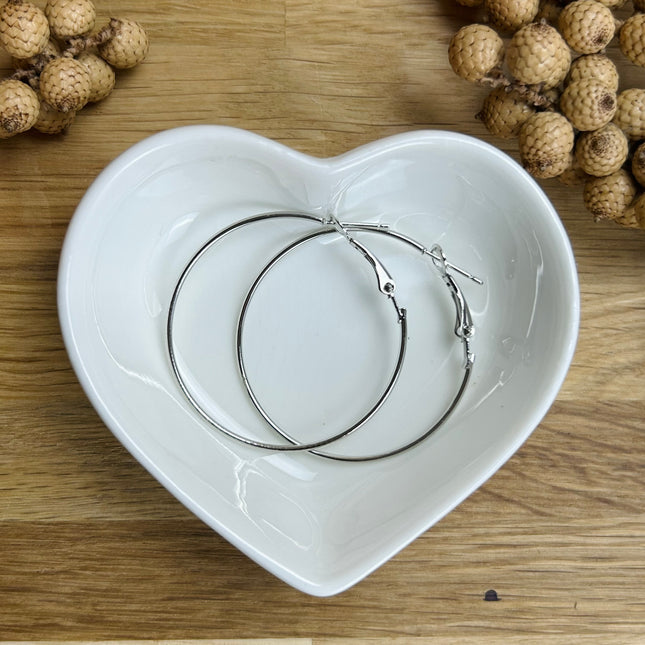2 x Ohrring-Rohlinge | in Silber | 40 mm | Für Mikromakramee, Schmuck & DIY‘s