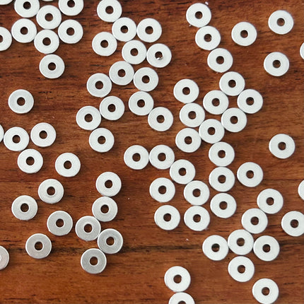 5 x Metall Perlen DQ Disc Rondellen | 6 x 1 mm | Silber (Nickelfrei)| Für Mikromakramee, Schmuck & DIY‘s