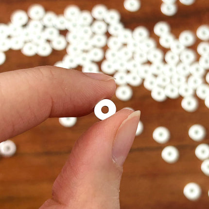 5 x Metall Perlen DQ Disc Rondellen | 6 x 1 mm | Silber (Nickelfrei)| Für Mikromakramee, Schmuck & DIY‘s