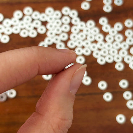 5 x Metall Perlen DQ Disc Rondellen | 6 x 1 mm | Silber (Nickelfrei)| Für Mikromakramee, Schmuck & DIY‘s