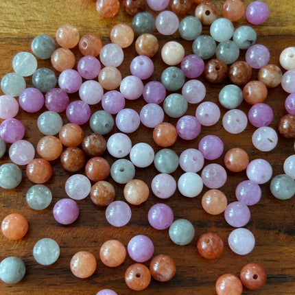 10 x Edelsteinperlen aus Amazonit | mehrfarbig | 6 mm | Für Mikromakramee, Schmuck & DIY‘s