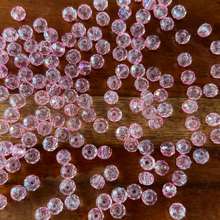 5 x Glänzende facettierte Perlen | in Rosa | 6 x 4 mm | Für Mikromakramee, Schmuck & DIY‘s