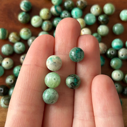 10 x Perlen aus Angelit | in Grün | 8 mm | Für Mikromakramee, Schmuck & DIY‘s