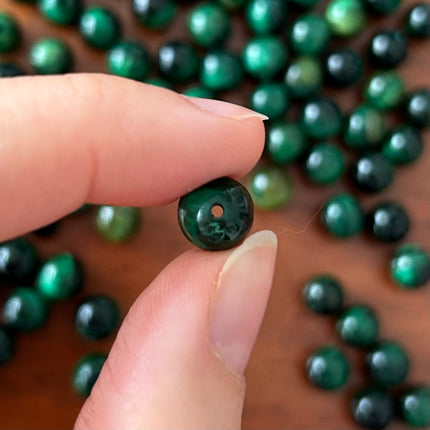 10 x Perlen aus Tigerauge | in Grün | 8 mm | Für Mikromakramee, Schmuck & DIY‘s