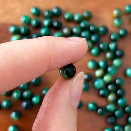 10 x Perlen aus Tigerauge | in Grün | 6 mm | Für Mikromakramee, Schmuck & DIY‘s