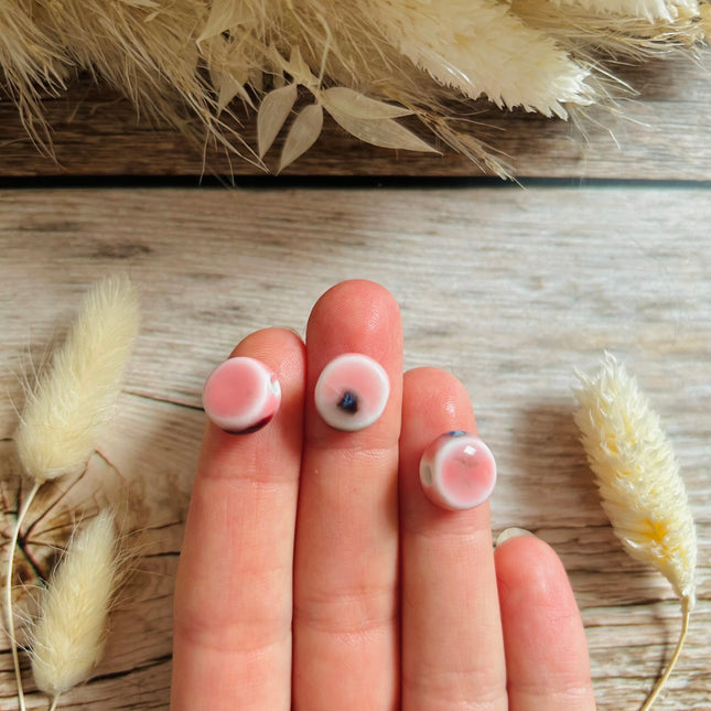 5 x flache runde Perlen | in 9 verschiedenen Farben | 10 mm | Für Makramee, Schmuck & DIY‘s