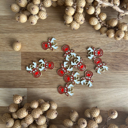 1 x Super süßer Anhänger Rentier Gold-Rot für DIY Schmuck - Weihnachten DIY
