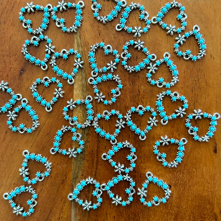 1 x Herz-Verbinder | in Silber & Türkis | 19 x 19 mm | Für Mikromakramee, Schmuck & DIY‘s (Kopie)