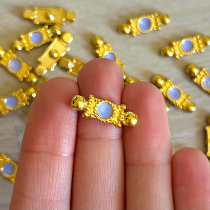 1 x Zwischenstück | Zinklegierung & Epoxidharz | in Gold & Lavendel | 21 x 7 mm | Für Mikromakramee, Schmuck & DIY‘s (Kopie)