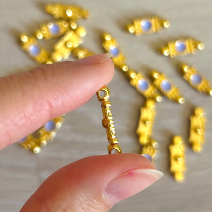 1 x Zwischenstück | Zinklegierung & Epoxidharz | in Gold & Lavendel | 21 x 7 mm | Für Mikromakramee, Schmuck & DIY‘s (Kopie)
