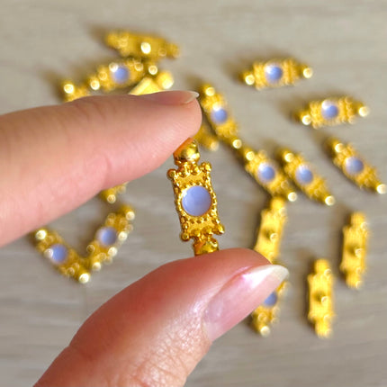 1 x Zwischenstück | Zinklegierung & Epoxidharz | in Gold & Lavendel | 21 x 7 mm | Für Mikromakramee, Schmuck & DIY‘s (Kopie)