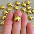1 x Herz-Anhänger | aus Kupfer & 14K Gold | in Gold | 12 x 11 mm | Für Mikromakramee, Schmuck & DIY‘s