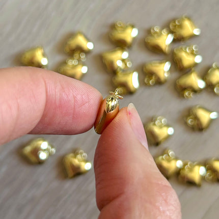 1 x Herz-Anhänger | aus Kupfer & 14K Gold | in Gold | 12 x 11 mm | Für Mikromakramee, Schmuck & DIY‘s