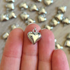 1 x Herz-Anhänger | aus Kupfer & 924 Sterlingsilber | in Silber | 12 x 11 mm | Für Mikromakramee, Schmuck & DIY‘s