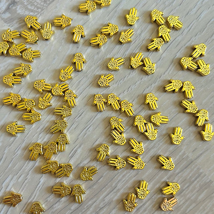 1 x Fatimahand-Perle | Zinklegierung | in Gold | 9 x 7 mm | Für Mikromakramee, Schmuck & DIY‘s