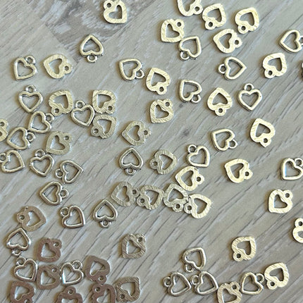 5 x Herz-Anhänger | Zinklegierung | in Silber | 7,5 x 6,5 mm | Für Mikromakramee, Schmuck & DIY‘s