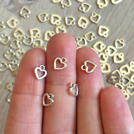 5 x Herz-Anhänger | Zinklegierung | in Silber | 7,5 x 6,5 mm | Für Mikromakramee, Schmuck & DIY‘s