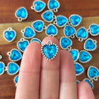 1 x Herz-Anhänger | Zinklegierung | in Silber & Blau | 15 x 13 mm | Für Mikromakramee, Schmuck & DIY‘s