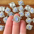 1 x Ovaler Verbinder | Zinklegierung & Epoxidharz | in Antik Silber & Lavendel | 20 x 16 mm | Für Mikromakramee, Schmuck & DIY‘s