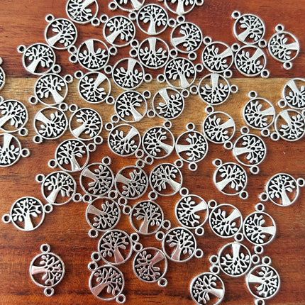 1 x Runder Lebensbaum-Verbinder | in Silber | 18 x 12 mm | Für Mikromakramee, Schmuck & DIY‘s