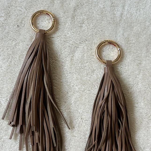 1 x Schlüssel- und Taschenanhänger Quaste | In Hellbraun & Gold  | 20 mm | Fundgrube