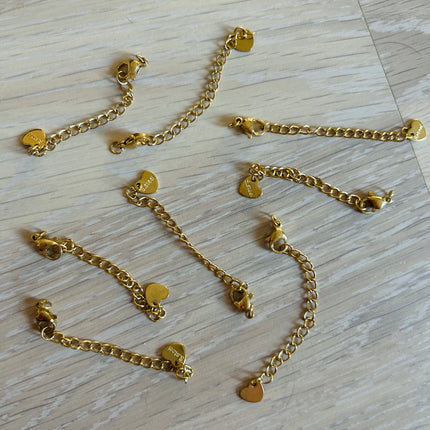 1 x Verlängerungskette | aus Edelstahl | mit 18K vergoldet | 7 cm | Für Mikromakramee, Schmuck & DIY‘s