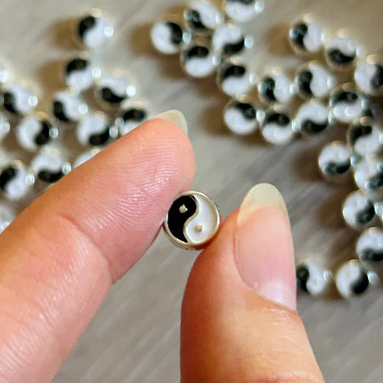 1 x Yin & Yang-Spacer Perle | in Silber | 8 x 8 mm | Für Mikromakramee, Schmuck & DIY‘s