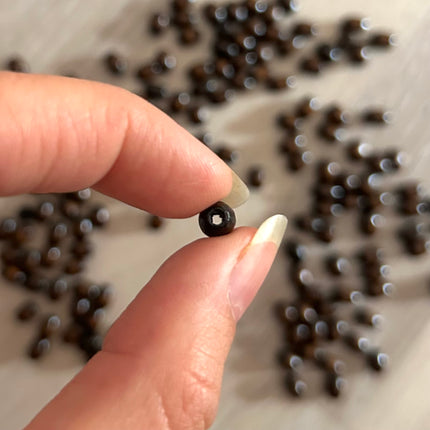 20 x Ovale Holzperlen | in Dunkelbraun | 7 x 5 mm | Für Mikromakramee, Schmuck & DIY‘s
