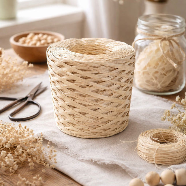 1 x Beiges Papiergarn zum Häkeln & Flechten | stabil, formfest & natürlich