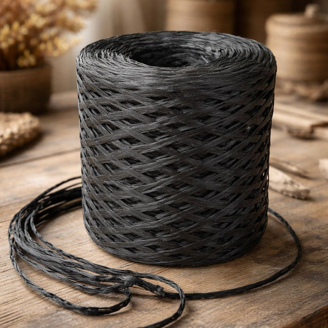 1 x Schwarzes Papiergarn zum Häkeln & Flechten | stabil, formfest & natürlich
