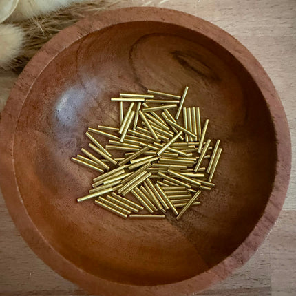 2 x Messingröhrchen Gold 2 x 15 mm (Loch 1,7 mm) - Röhrenperle für Mikro Makramee Schmuck DIY