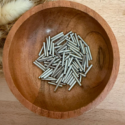 2 x Edelstahlröhrchen Silber 2,5 x 15 mm (Loch 2 mm) - Röhrenperle für Mikro Makramee Schmuck DIY
