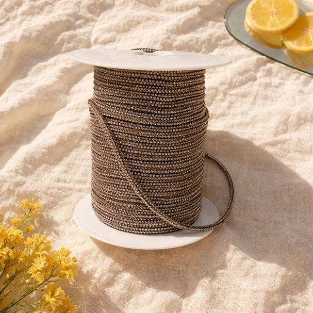 Champagner Glitzer / Strass- Schmuckgarn - meterweise | Für Makramee, Schmuck & DIY‘s