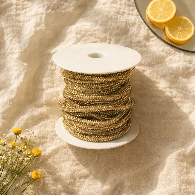 Gold Glitzer / Strass- Schmuckgarn - meterweise | Für Makramee, Schmuck & DIY‘s