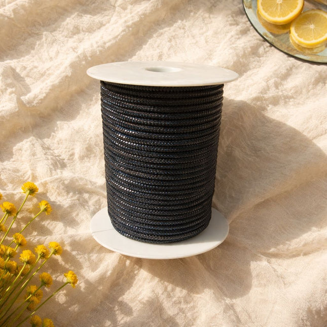 Schwarz/Blau Glitzer / Strass- Schmuckgarn - meterweise | Für Makramee, Schmuck & DIY‘s