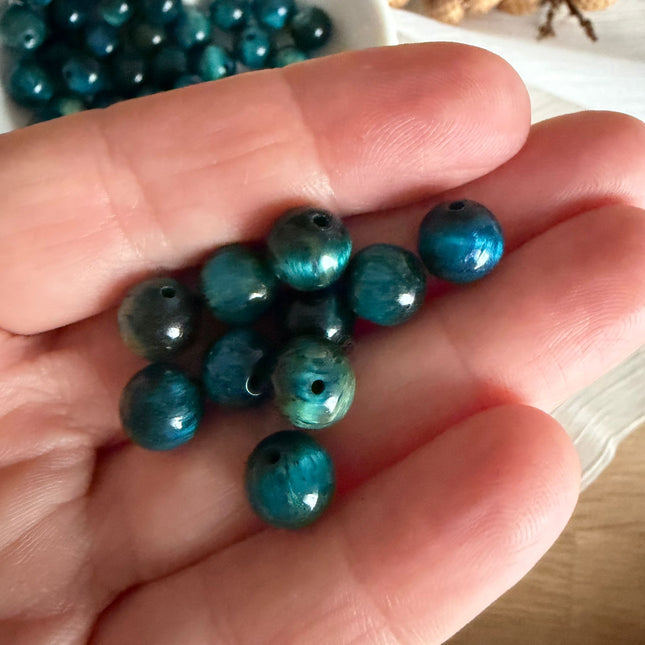 10 x 8 mm Tigerauge blau - kraftvolle Perlen | Für Mikromakramee, Schmuck & DIY‘s