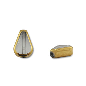 2 x Tropfen Glasperle | Transparent Gold | ca. 11x7.5mm (Ø1.1mm) | Für Mikromakramee, Schmuck & DIY‘s