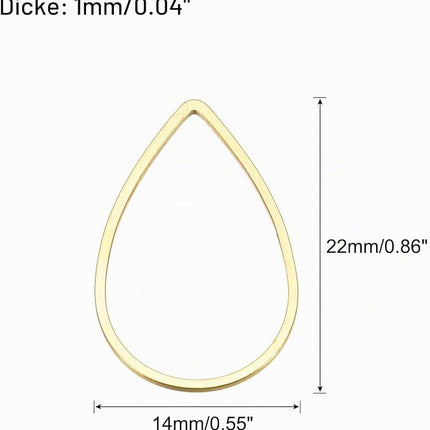 2 x Tropfen Rohlinge | Metall Gold | Für Mikromakramee, Schmuck, Ohrringe & DIY‘s