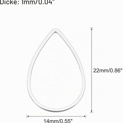2 x Tropfen Rohlinge | Metall Silber | Für Mikromakramee, Schmuck, Ohrringe & DIY‘s