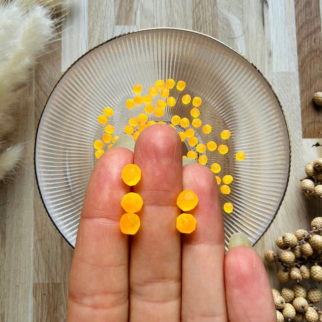 5 x Facettierte Glasperlen | in Matt Gelb-Orange | 6 mm | Für Mikromakramee, Schmuck & DIY‘s