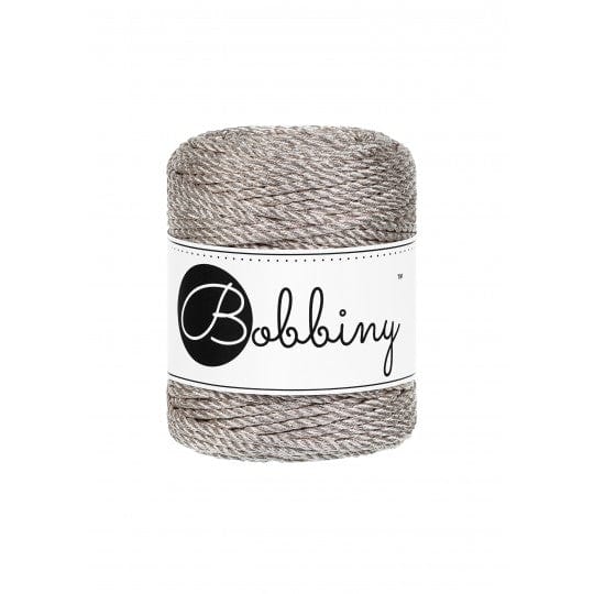 Bobbiny Cotton Candy Garn Metallic Platinum Bobbiny Makramee Garn  3 mm x 50 m