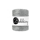 Silver  / Silber Metallic Bobbiny Makramee Garn  3 mm x 50 m