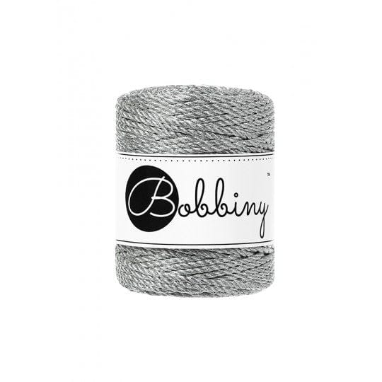 Bobbiny Cotton Candy Garn Metallic Silver Bobbiny Makramee Garn  3 mm x 50 m