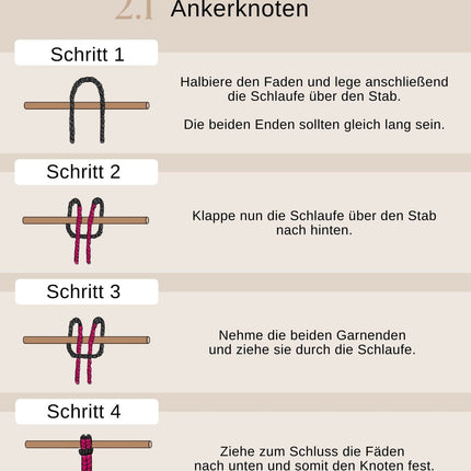 brightstars Dekorationswerkzeuge für Kunstarbeiten Kostenlose DIY Makramee Anleitung Schlüsselanhänger