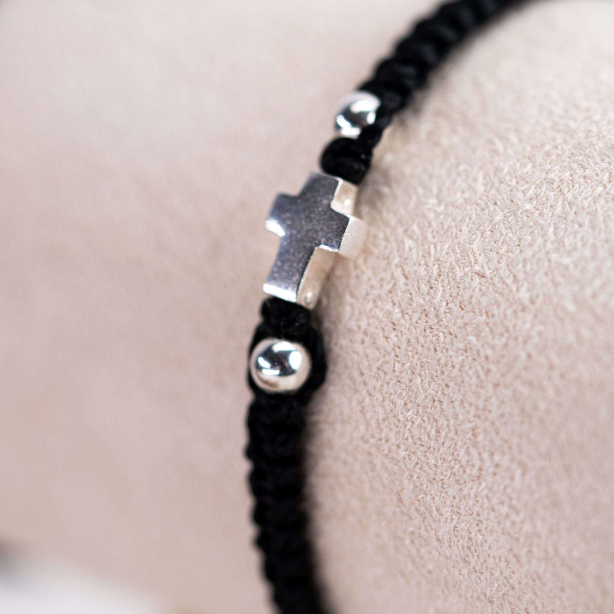 brightstars Gewachstes Polyestergarn Sterlingsilber Kreuz Armband Mikromakramee - Schmuck