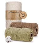 brightstars Mehrfach gedrehtes Garn Bundle (Naturell. Taupe und Salbei) Makramee Garn, 3mm mehrfach gedreht | naturell (200m) | taupe & salbei (je 100m) goldmariechen®