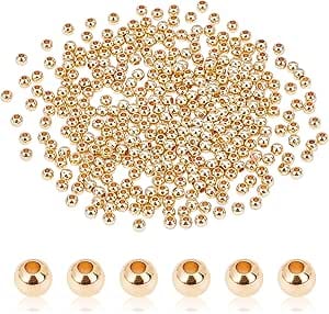 brightstars Metallperlen 14K vergoldete Perle Gold (nickelfrei)  2,5 mm Mikro Makramee Schmuck