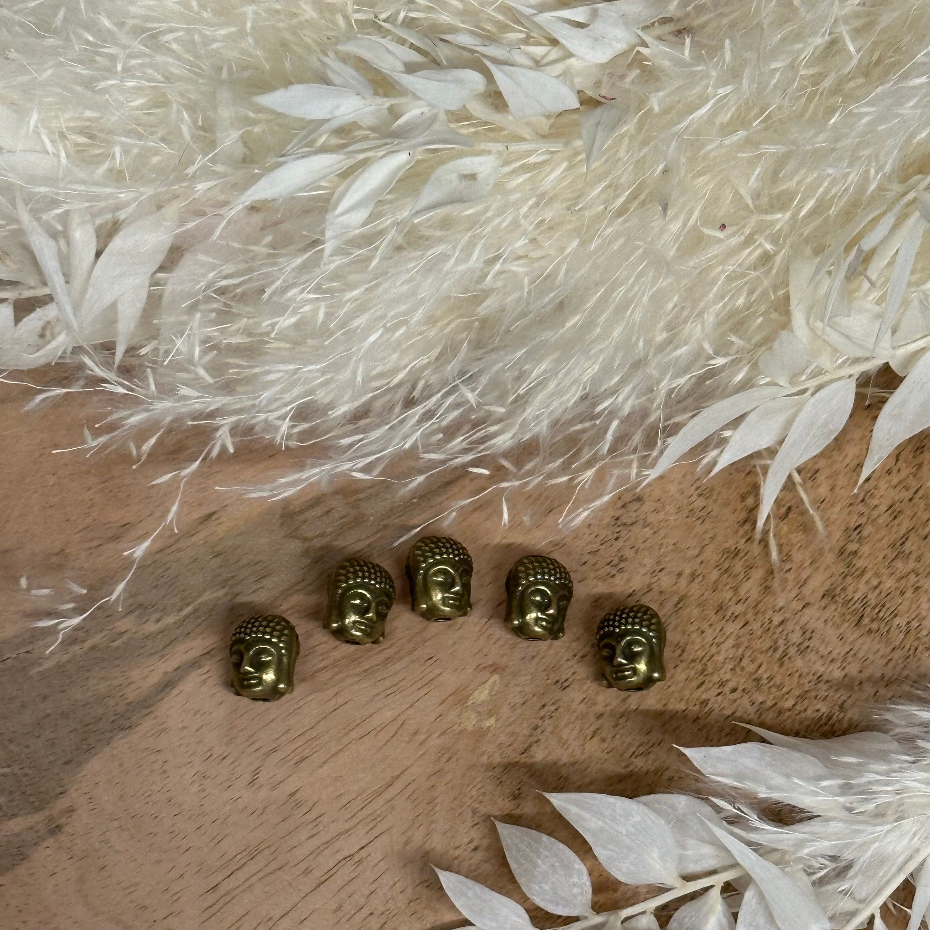 brightstars Metallperlen Kopie von 5 x Buddha Kopf Bronze Perle für Schmuckherstellung Arm- Fußband Kette Makramee 9 x 11 mm