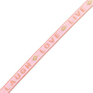 brightstars Schmuckband mit Text "LIVE LAUGH LIVE" Pink-Coral Gold