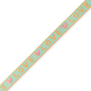 brightstars Schmuckband mit Text "LOVE" Blue-Coral Pink